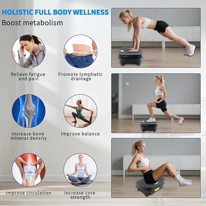 Homesy Vibration Plate Exercise Machine for Whole Body Workout , Weight Loss, and Lymphatic Drainage – Power Vibrate Platform, Shake Plate for Home Fitness and Fat Burning for Women Men