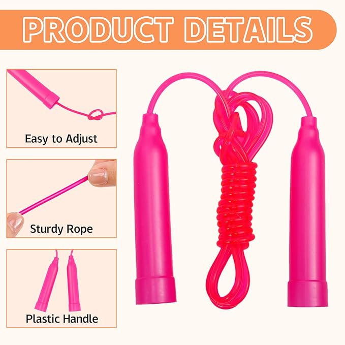 30 Pcs Kids Jump Rope,Colorful Jump Ropes for Kids,7.2 Feet Plastic Jump Ropes,Adjustable Skipping Rope,Jumping Ropes for Party Favors,Birthday Gifts,Indoor Outdoor Activity