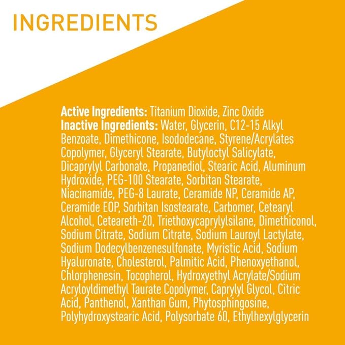 CeraVe 100% Mineral Sunscreen SPF 50, Face sunscreen With Zinc Oxide & Titanium Dioxide, Hyaluronic Acid + Niacinamide + Ceramides, Oil Free, Travel Size 2.5 oz