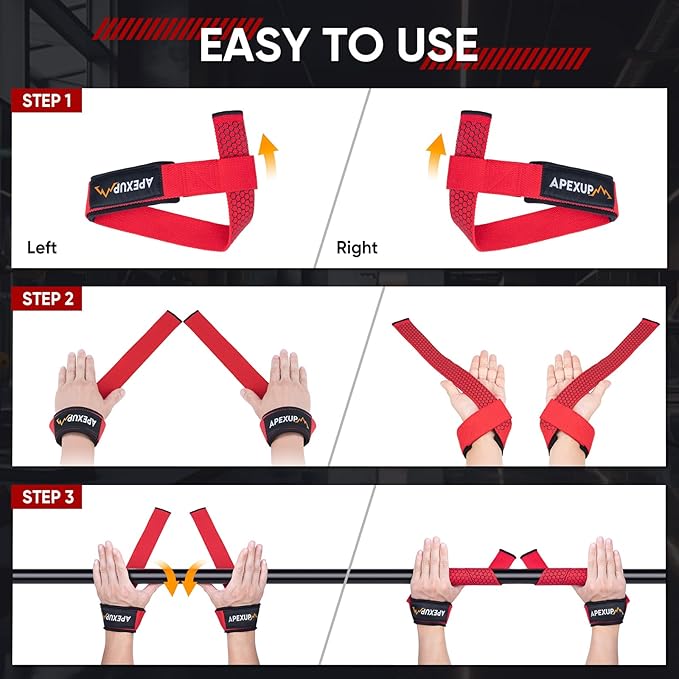 APEXUP Weight Lifting Straps for Weightlifting, Lifting Wrist Straps Gym, Deadlift Strap, Anti Slip Silicone Weightlifting Strap Men Women Powerlifting, Strength Training