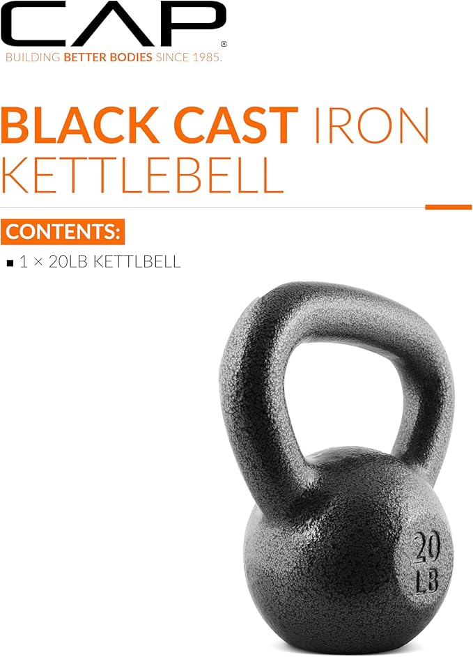 CAP Barbell Black Cast Iron Kettlebell Single or Set | 10-80 Lbs