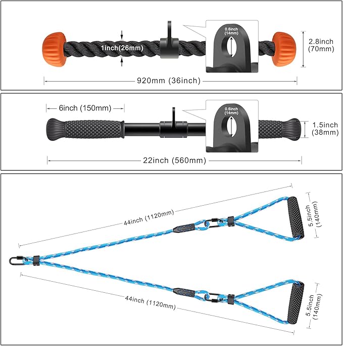 Kipika 48" Wall Mounted Multifunction Cable Pulley System Gym, 48" Wall Mounted Pull Up Bar, Cable Machine LAT Pulldown Attachments, DIY Home Gym Pulley Cable Machine Attachment System, Punching Bag Hanger