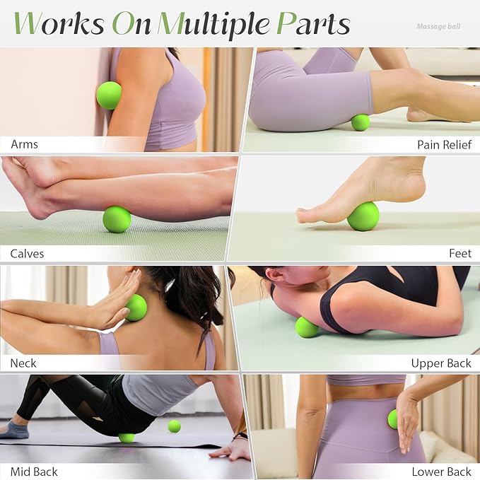 Massage Lacrosse Balls for Myofascial Release,Yoga Deep Tissue Massage,Trigger Point Therapy and Foot Plantar Fasciitis,Muscle Soreness Massager Ball (2 Packs) (Green)