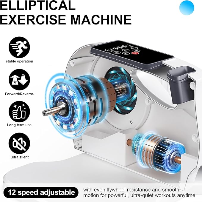 Under Desk Elliptical Machine, Electric Ellipse Leg Exerciser as Seen on TV for Seniors, Seated Pedal Exerciser with Remote Control & 12 Adjustable Speed for Home Office