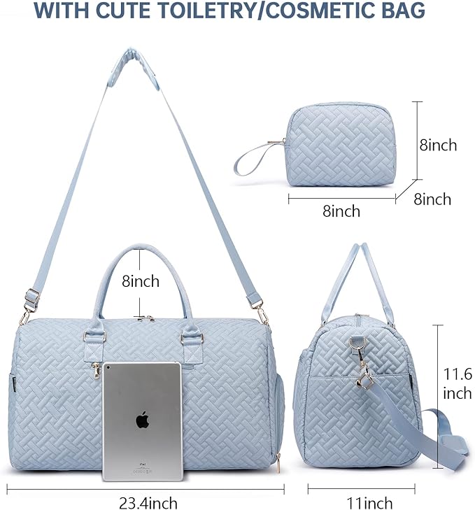 Duffle Bag for Travel, Weekender Bag with Shoe Compartment, Carry On Overnight Bag for Women with Toiletry Bag, Gym Bag with Wet Pocket, Hospital Bags for Labor and Delivery Beige