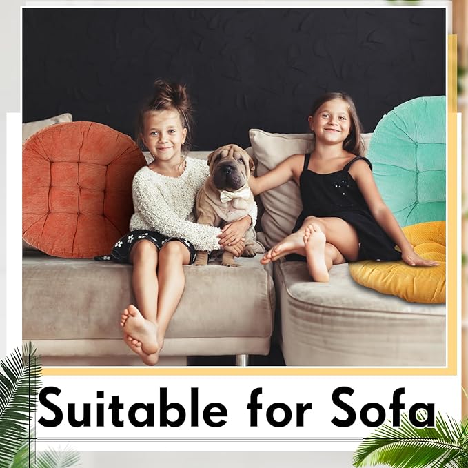 Jerify Floor Pillow Cushions 22 x 22 Inch Round Square Large Meditation Floor Pillow for Classroom Adult Meditation Picnic Party Cushion for Seating Gift Christmas(Round,Yellow Green,4 Pcs)