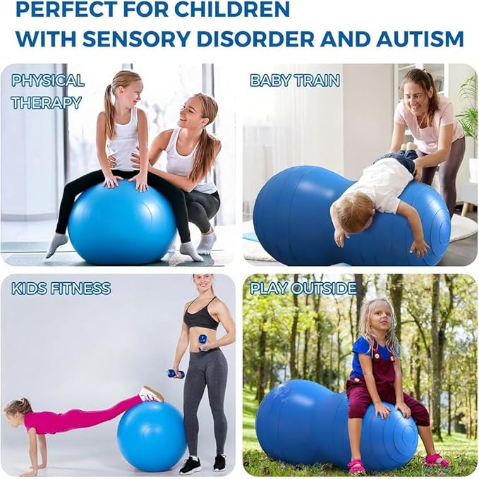 Exercise Stability Peanut Yoga Ball with Pump, Ball Plug，Used for Kids Adults, Gym, Birthing for Pregnancy