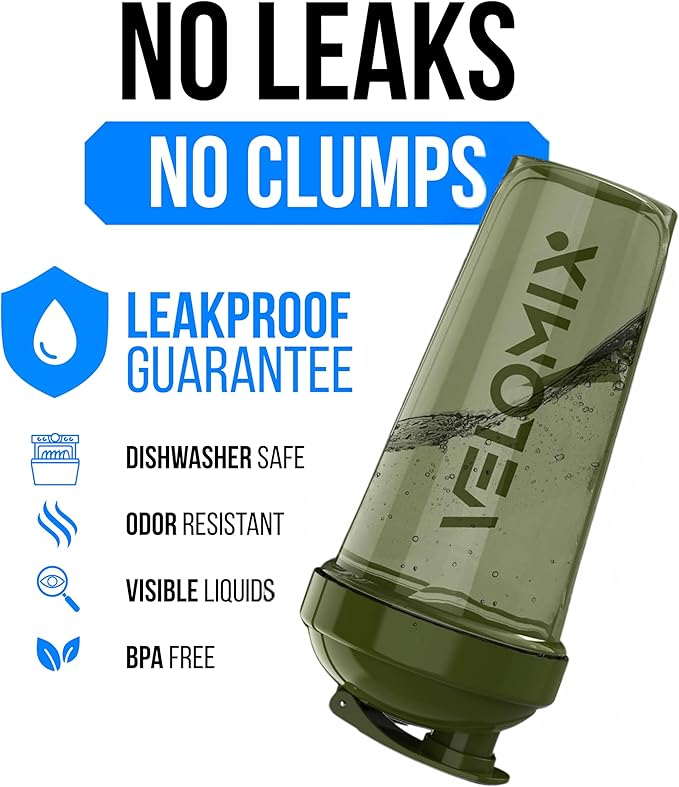 -6 PACK- Shaker Cups for Protein Shakes 28 oz - 6x Wire Whisk | Leak Proof Protein Shaker Bottle for Protein Shakes, Shaker Bottle Pack for Pre & Post Workout (Stealth Edition)