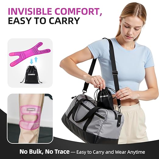 CAMBIVO Knee Brace for Men and Women, Patella Tendon Knee Strap with Gel Pad and Side Stabilizers, Adjustable Knee Band for Knee Pain Relief, Lightweight Knee Support for Workouts, Running, Training (Hot Pi, S/M)