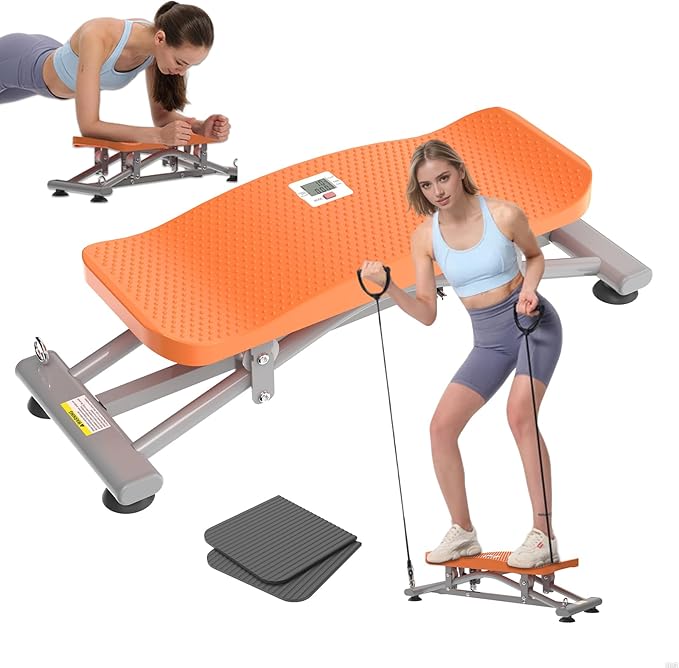 Ski Balancing Machine & Balance Board Trainer - Heavy-Duty 300LB Capacity Wobble Board with Resistance Bands & LCD Display for Cardio, Core and Full-Body Workouts