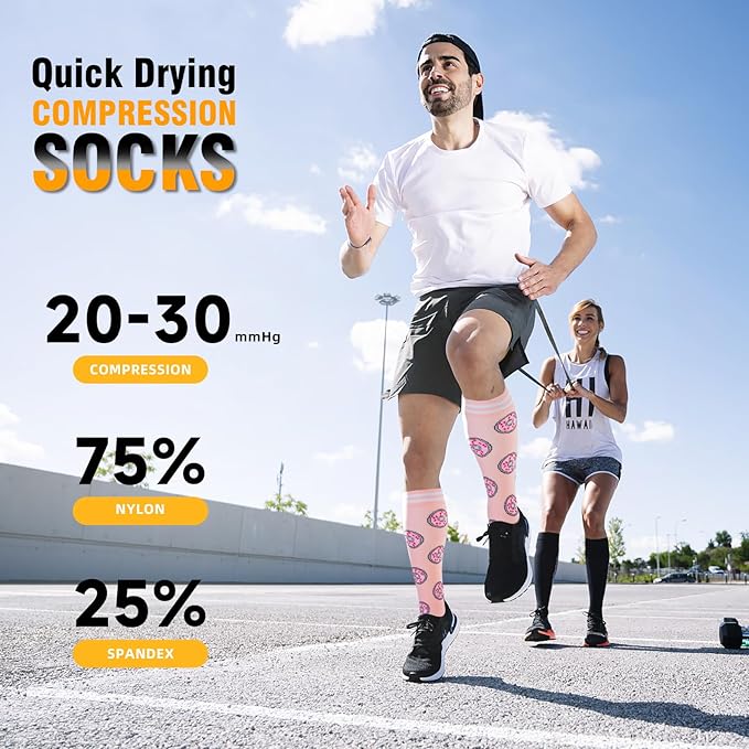bropite Halloween Compression Socks for Women & Men-Pumpkin Ghost 6 Pairs 20-30mmhg Support Running Nurse Travel