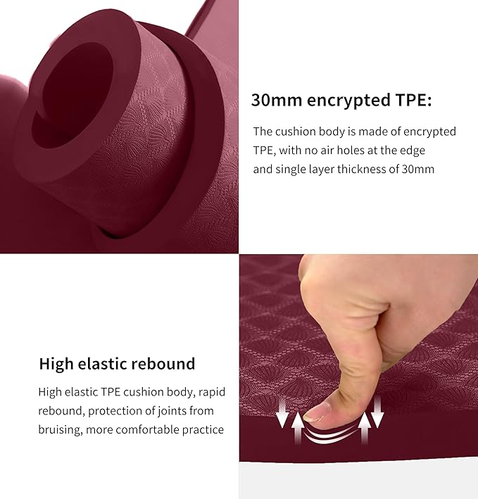 nuveti Large Exercise Mat - 15mm/20mm/30mm Thick Yoga Mat | Workout Mat for Fitness, Yoga, Pilates, Stretching & Floor Exercises for Women & Men with Free Carrying Bag