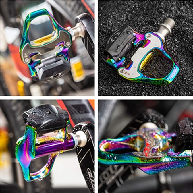 Bike Pedals Road Bike Pedals Ultralight Pedals Compatible with Shimano SPD-SL + Cleat Set + Cleat Covers, 3 in 1