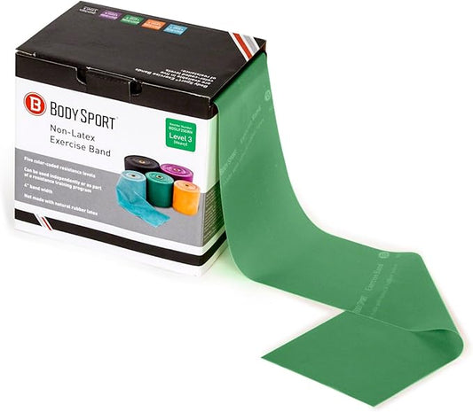 Body Sport Exercise Band, 25 yd. x 4 in. Roll - Home & Gym Fitness Equipment for Stretching, Strength Training & Physical Therapy