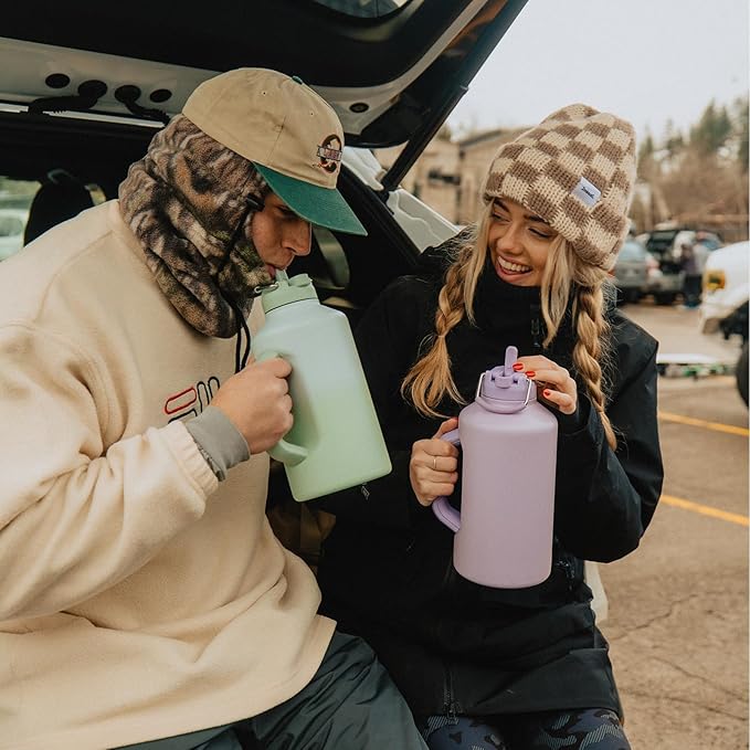 BOTTLE BOTTLE Insulated Water Bottle 64 oz with Straw and Dual-use Lid Stainless Steel Water Bottle with Handle Vacuum Stainless Steel Jug for Workout and Sports pink gradient