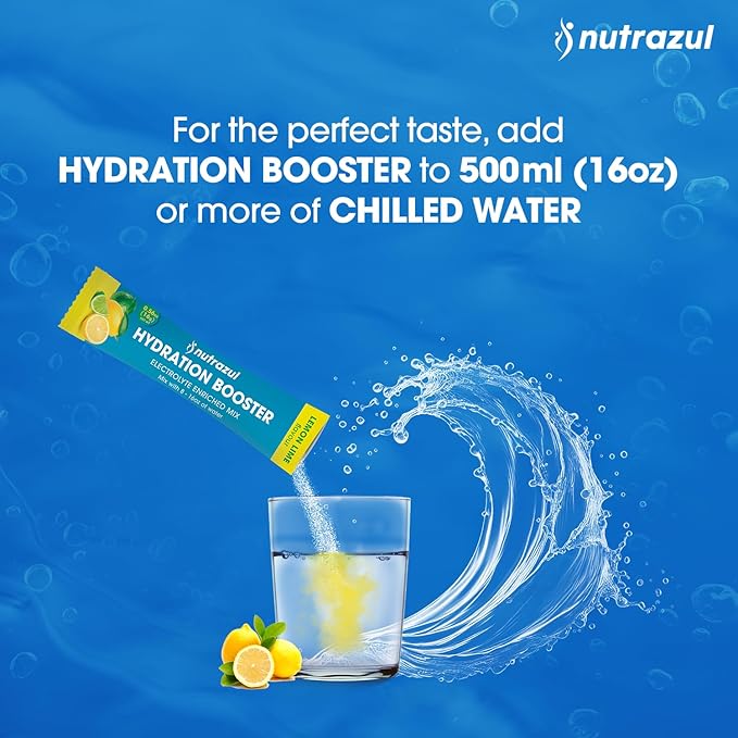 nutrazul Hydration Booster 90 Sticks | Supports Rapid Hydration | Electrolyte Enriched Mix | No Artificial Sweeteners | Lemon Lime Flavour| Vegan, Gluten-Free, Non-GMO