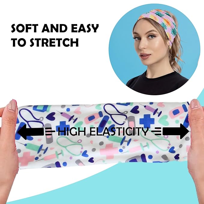 LOTUS78, Pack of 6 Wide Headbands for Women Non Slip, Fashionable Sports Hair Bands for Women's Hair, Soft Elastic Stretchy Head bands, Yoga Workout Headbands for Women Daily Fashion (Tropical)