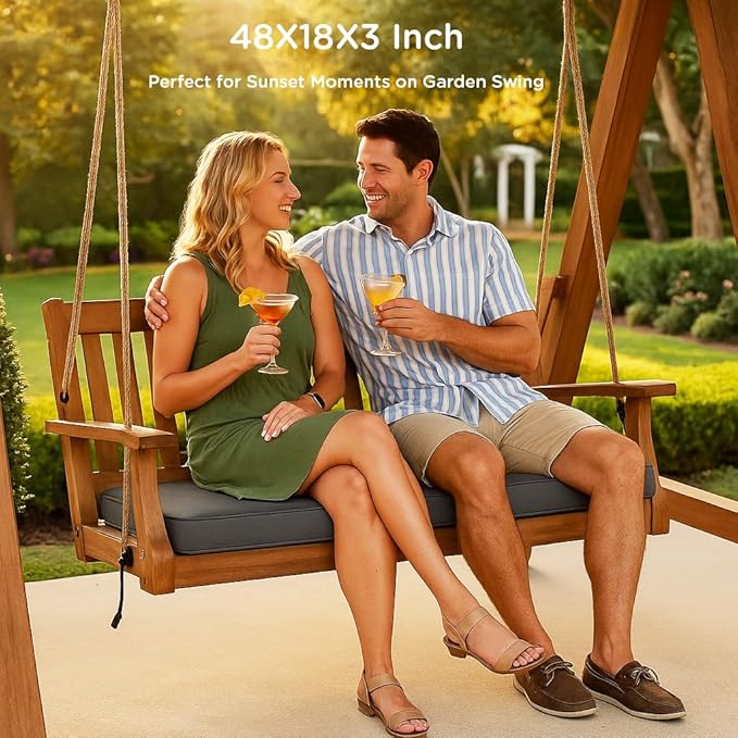 Codi Outdoor Bench Cushion 48 inch, Double Waterproof Patio Furniture Cushions Replacement for Swing, Porch, Couch, 48x18x3'', Grey