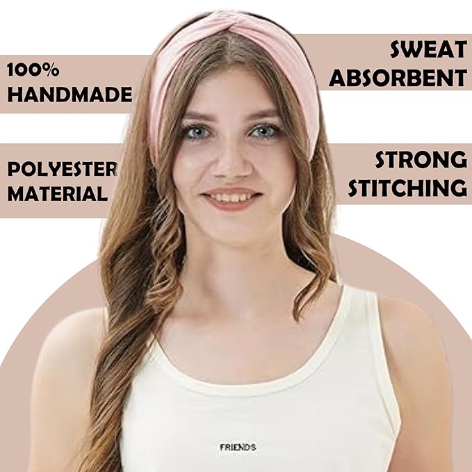 LOTUS78, Pack of 6 Wide Headbands for Women Non Slip, Fashionable Sports Hair Bands for Women's Hair, Soft Elastic Stretchy Head bands, Yoga Workout Headbands for Women Daily Fashion(Luxe)