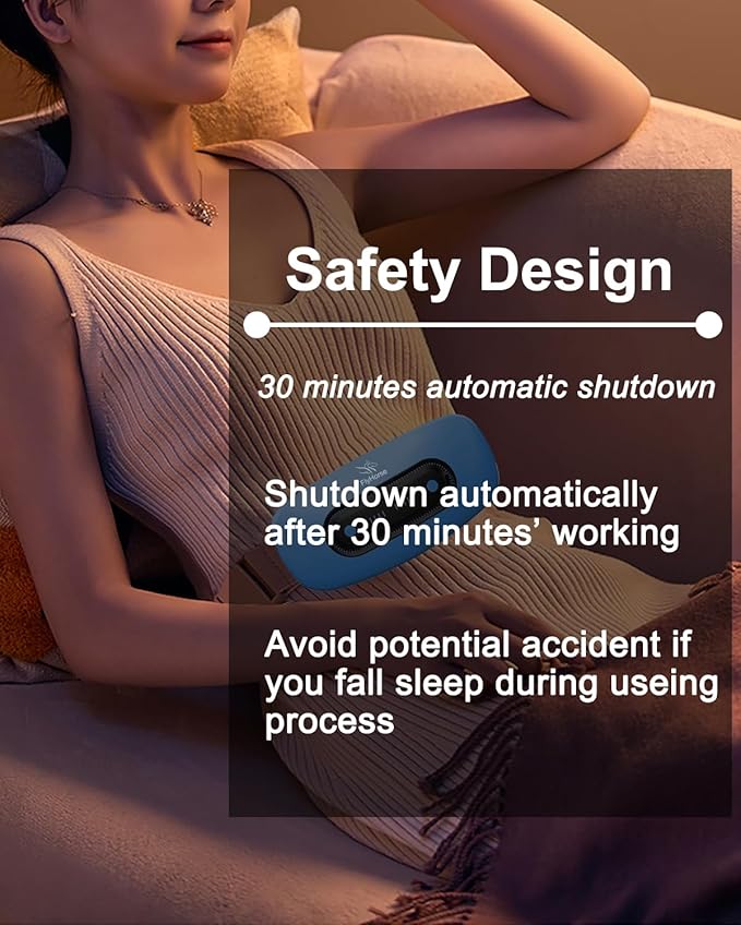 Electric Heating Pad, Portable Cordless Menstrual Heating Pad with 4 Heat Levels and 4 Massage Modes, Fast Large Heating Belly Wrap Belt (SkyBlue)