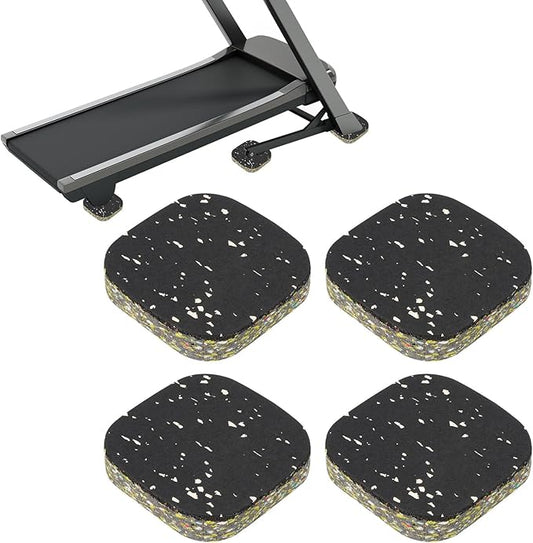 PATIKIL 4 Pcs Treadmill Mat Pads, 4x4x0.8 High Density Foam Anti Vibration Pad Sound Proof Floor Mat Exercise Equipment Mat for Carpet Protect Noise Reduction Home Gym, White