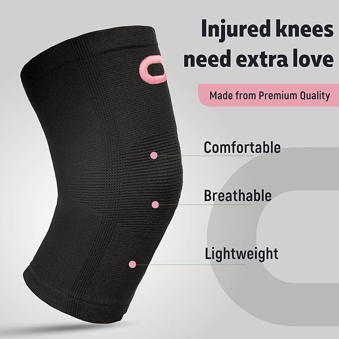 Crucial Compression Knee Sleeve (1 Pair) - Best Knee Braces for Knee Pain for Men & Women - Non-Slip Knee Support for Running, Weightlifting, Basketball, Gym, Workout, Sports