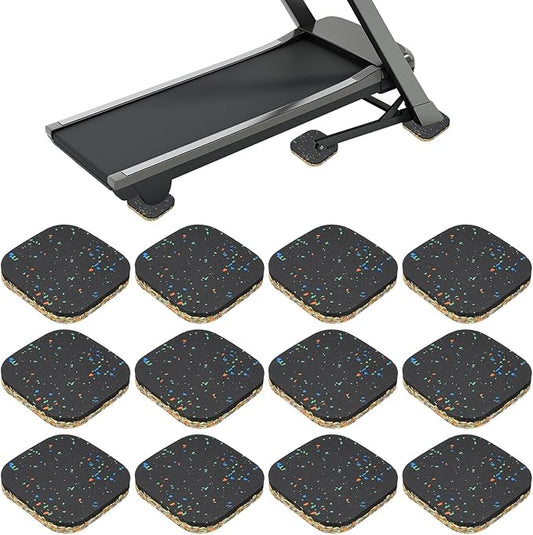 PATIKIL 12 Pcs Treadmill Mat Pads, 4x4x0.6 High Density Foam Anti Vibration Pad Sound Proof Floor Mat Exercise Equipment Mat for Carpet Protect Noise Reduction Home Gym, Mixed Color