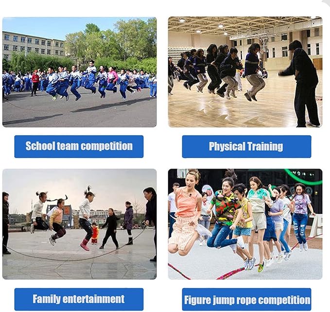 23 FT Long Jump Rope for Kids Adults,Double Dutch Jump Rope,Adjustable Skipping Ropes with High-strength Nylon Braided Rope Core,360°Rotation Not Entangled,Long Enough for 4-6 Jumpers.Blue