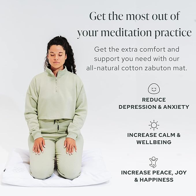Mindful & Modern Zabuton Meditation Mat - Cotton Filled Yoga and Meditation Pad - Zabuton Meditation Cushion for Kneeling and Sitting Support - Large Rectangular Sitting Floor Pillow for Bench or Zafu
