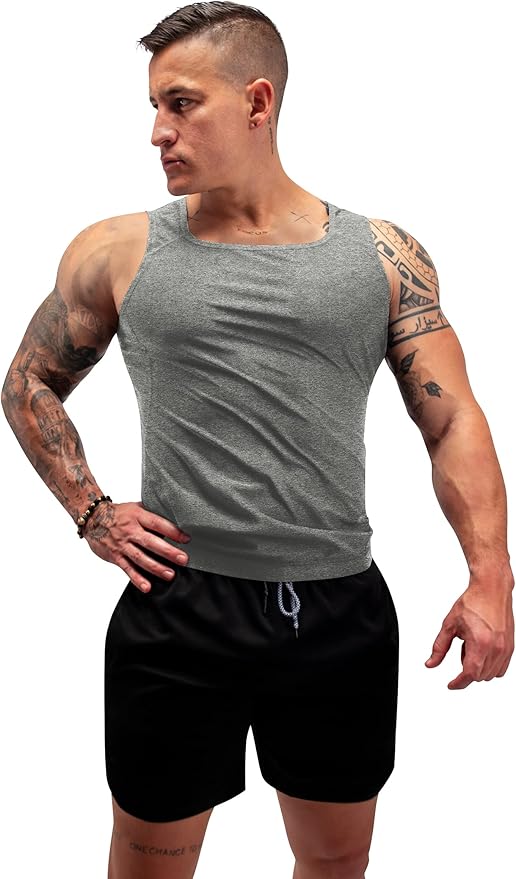 FUXERT Men's Sauna Vest Workout Sweat Tank Top Waist Trainer for Men Compression Sweat Enhancing Vest