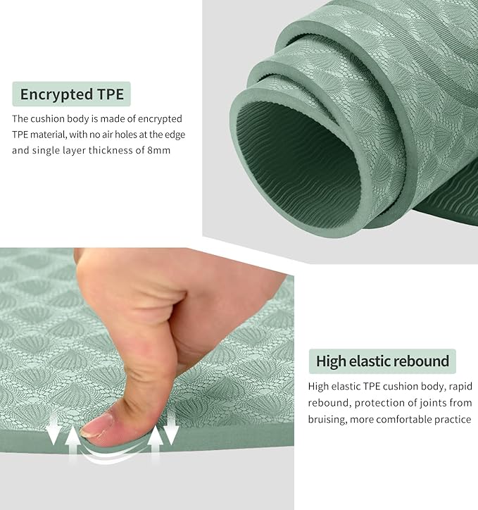 8/20/30mm Jump Rope Mat Fitness Exercise Mat Durable, Non-Slip, Workout Mats with Jump Rope & Carrying Bag for Home Gym Flooring (55"x 24")