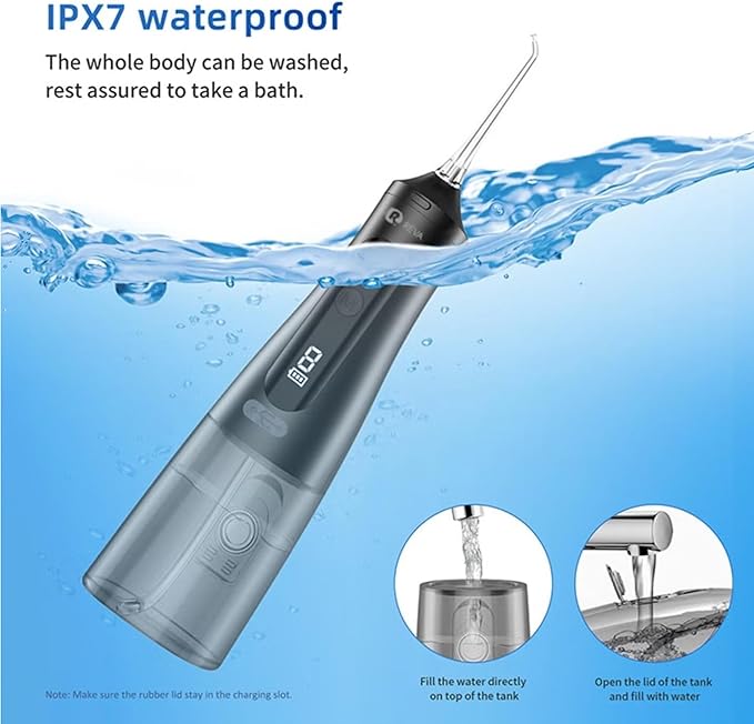 Reva Professional Water Dental Flosser for Teeth & Braces - 9 Modes Cordless Oral Irrigator, 350ML Large Reservoir, 360° Nozzle, IPX7 Waterproof, Rechargeable, Dental Floss Tool (M131 - Black)
