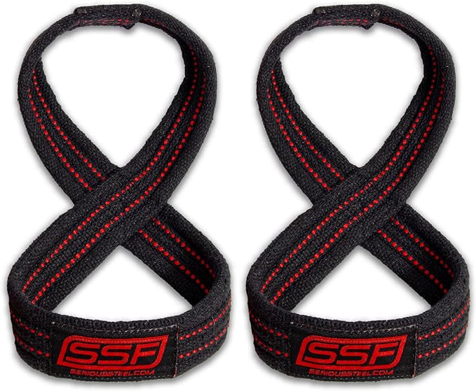 SERIOUS STEEL FITNESS Red Figure 8 Lifting Straps | Deadlift & Strongman Axle Straps - 3 Sizes