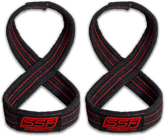 SERIOUS STEEL FITNESS Red Figure 8 Lifting Straps | Deadlift & Strongman Axle Straps - 3 Sizes