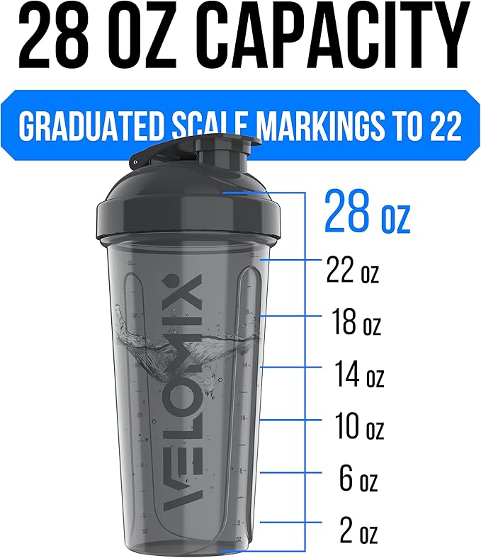 -6 PACK- 28 oz Protein Shaker Bottle for Protein Mixes - 6x Wire Whisk | Leak Proof Shaker Cups for Protein Shakes | Protein Shaker Bottle Pack | Protein Shake Cup (Elemental Mix)