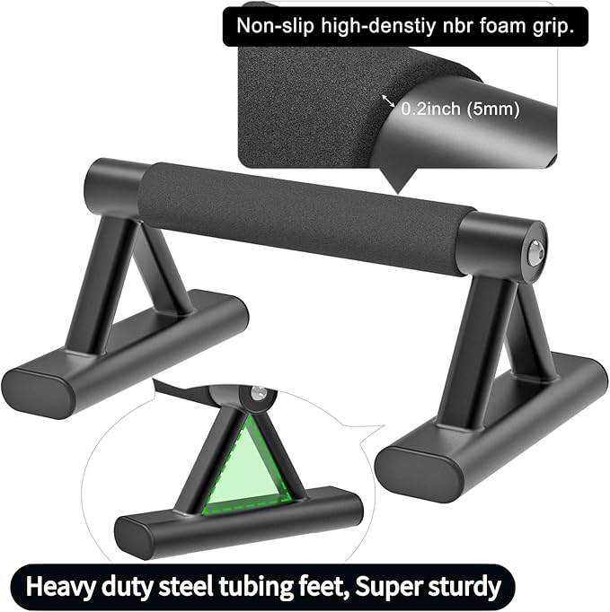 SELEWAERE Parallettes Floor Workout Push Up Handles Non-Slip Pushup Bars Handstand Bars for Calisthenic Fitness Sturdy Steel Tubing, Load up to 600 lbs