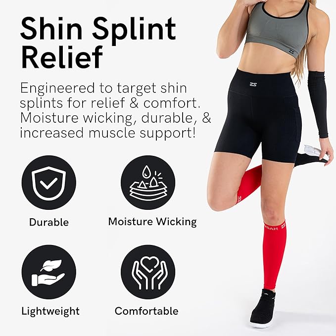 Zensah Running Leg Compression Sleeves - Shin Splint, Calf Compression Sleeve Men and Women
