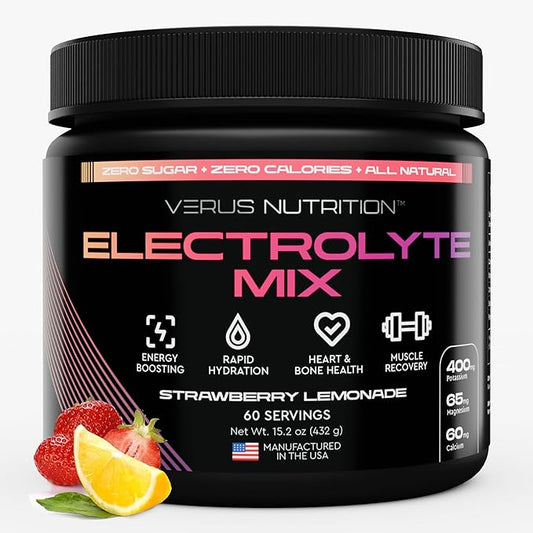 Electrolytes Powder No Sugar- Zero Calorie Hydration Powder | Sugar Free Electrolytes for Fasting, Keto & Vegan | Natural Ingredients Electrolyte Mix for Energy Boost, 60 Servings