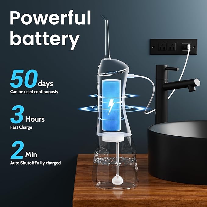 Water Flossers for Teeth, Electric Floss for Adults & Kids, Water Dental Picks, Cleaning and Flossing, Portable Flossers for Travel Size, Gums, Dental Care with Travel Bag, Waterproof - Green/Pink