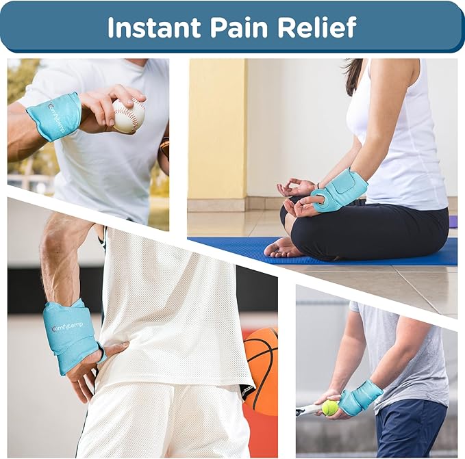 Comfytemp Wrist Ice Pack Wrap for Carpal Tunnel Relief, Wrist Brace for Hands Pain, Gel Ice Packs for Injuries Reusable, Hot Cold Compression for Tendonitis, Tenosynovitis
