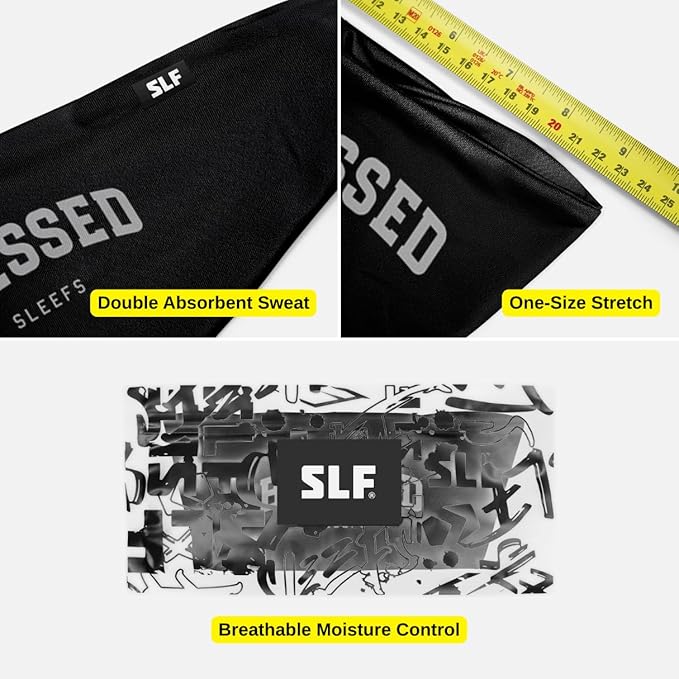 SLEEFS Sweat Bands Headbands Men & Women - Cooling Sports Mens Headband for Running, Football, Basketball, Cycling, Workout - Sweat Moisture Wicking Head Band Stretch Fit, Non-Slip Design - One Size