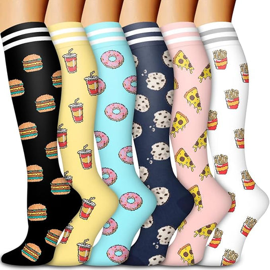 Bluemaple Compression Socks for Women & Men Circulation (6 Pairs) 15-20 mmHg is Best Support for Athletic Running Cycling