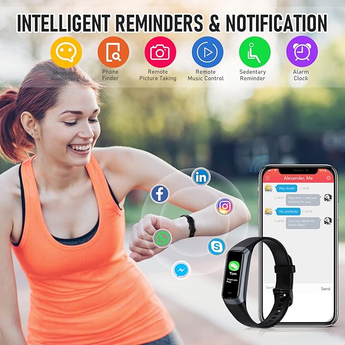 Fitness Tracker, Blood Pressure Watch with 24/7 Heart Rate, Step Counter for Walking, Step Trackers Activity Pedometer for Women Men Android iOS