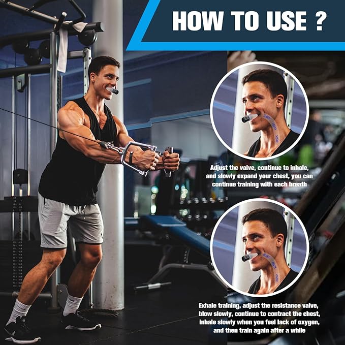 Breathe Trainer,Muscle Trainer,Portable Adjustable Trainer for and Muscular Exercise - Suitability Running Daily Fitness Training, Easy to Clean,Clean for All Adults（White）