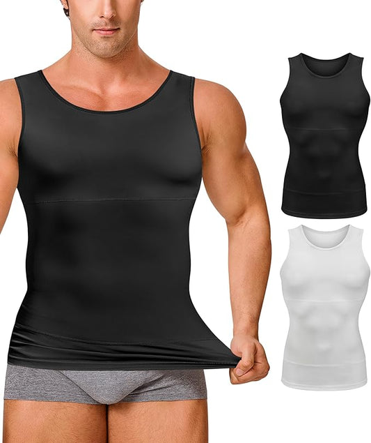 Gotoly Men Compression Shirt Shapewear Slimming Body Shaper Vest Undershirt Tummy Control Tank Top