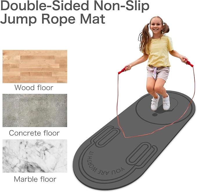 Non-Slip Jump Rope Mat Shock Absorption Rope Skipping Mat for Adults & Children Home Indoor Workout Exercise Mat