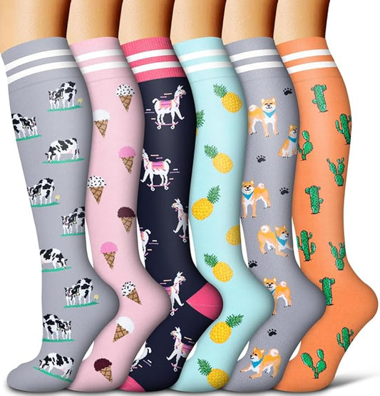 Copper Compression Socks for Women and Men(6 Pairs)-Best Support for Running, Athletic, Nursing, Travel