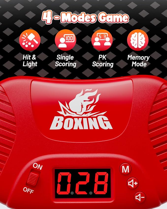 HopeRock Punching Bag for Kids, Boxing Set with Scoring, Light, Music, 4 Game Modes, Inflatable Boxing Bag with Gloves, Birthday Gifts Toys for 4-8-12 Years Old Boys