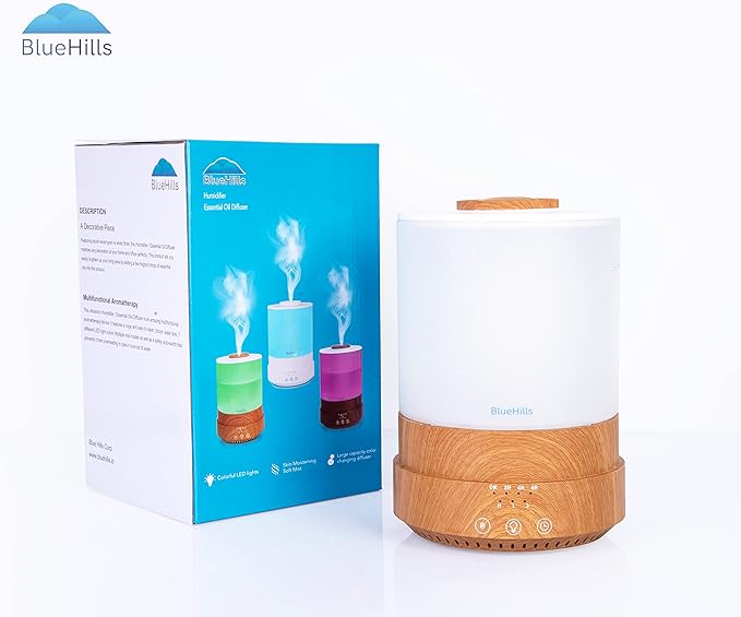 BlueHills Premium 2500 ML XL Essential Oil Diffusers for Large Room Aromatherapy Fragrance Diffuser Humidifier Combo High Mist Large air Diffuser for Essential Oils for Home Light Wood Grain F005