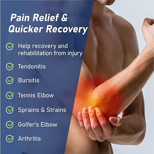 Comforband Adjustable Elbow Brace – Targeted Support for Tennis Elbow, Golfer's Elbow, Tendonitis, Arthritis, Bursitis, Sprains, and Strains – One-Size-Fits-Most Compression Sleeve for Pain Relief and Injury Recovery